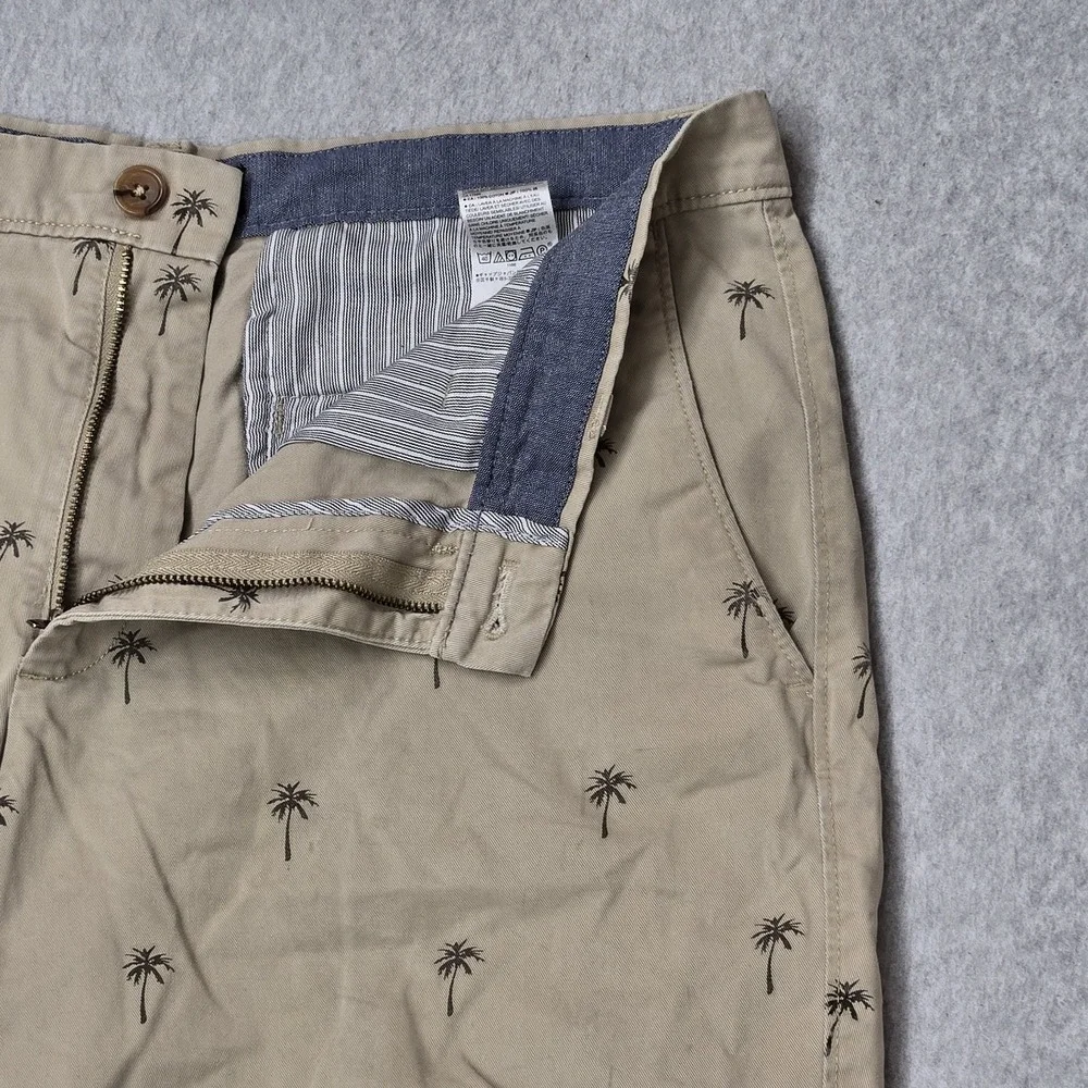 Banana Republic Men Shorts 32 Khaki Emerson Chino‎ Twill Palm Trees